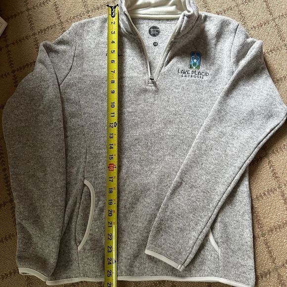 GTS Heather gray sweater fleece pullover 1/4 zip with kangaroo front pocket M - Picture 7 of 14
